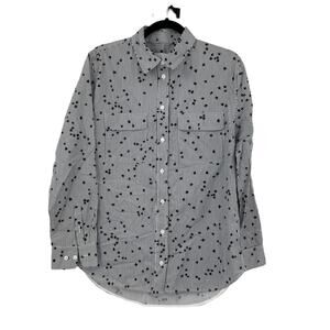 Equipment Shirt Womens Large Top Button Up Star Stripe Blue White Cotton